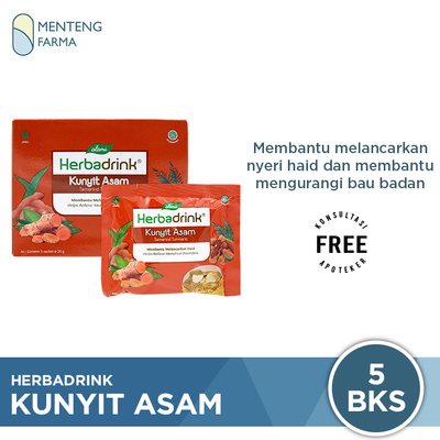 Herbadrink Kunyit Asam - Minuman Serbuk Lancar Haid - Menteng Farma