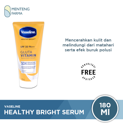 Vaseline Healthy Bright Hand Body Lotion SPF 30 Serum 180 ML - Melindungi dari Sinar UV dan Polusi - Menteng Farma