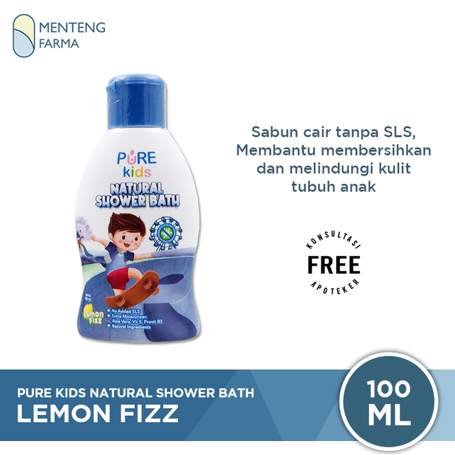 Pure Kids Natural Shower Bath Lemon Fizz 100 mL - Sabun Mandi Anak - Menteng Farma