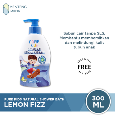 Pure Kids Natural Shower Bath Lemon Fizz 300 mL - Sabun Mandi Anak - Menteng Farma