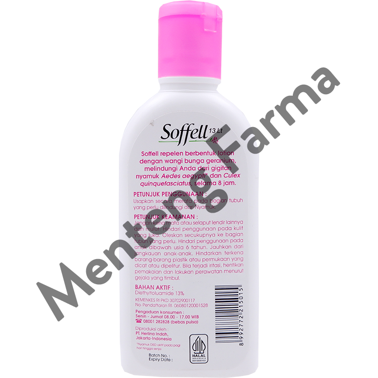 Soffell Lotion Wangi Bunga Geranium 60 Gr - Lotion Anti Nyamuk - Menteng Farma