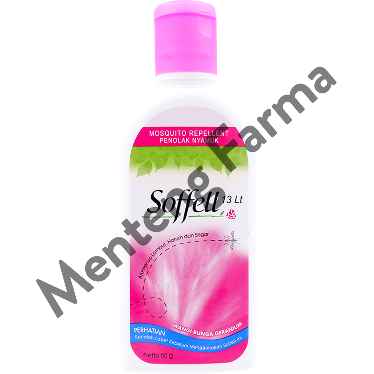 Soffell Lotion Wangi Bunga Geranium 60 Gr - Lotion Anti Nyamuk - Menteng Farma