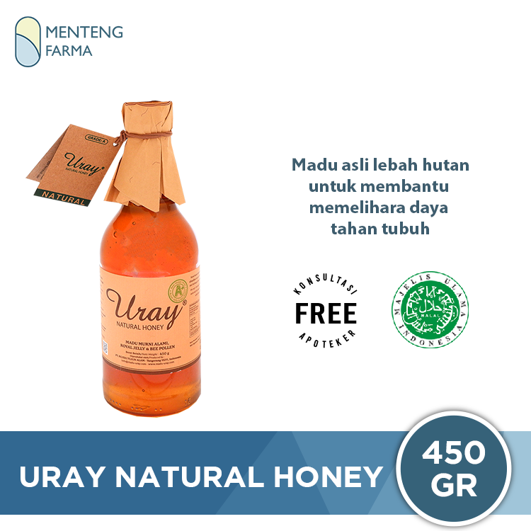 Uray Natural Honey 450 Gram - Madu Asli Lebah Liar / Madu Hutan - Menteng Farma