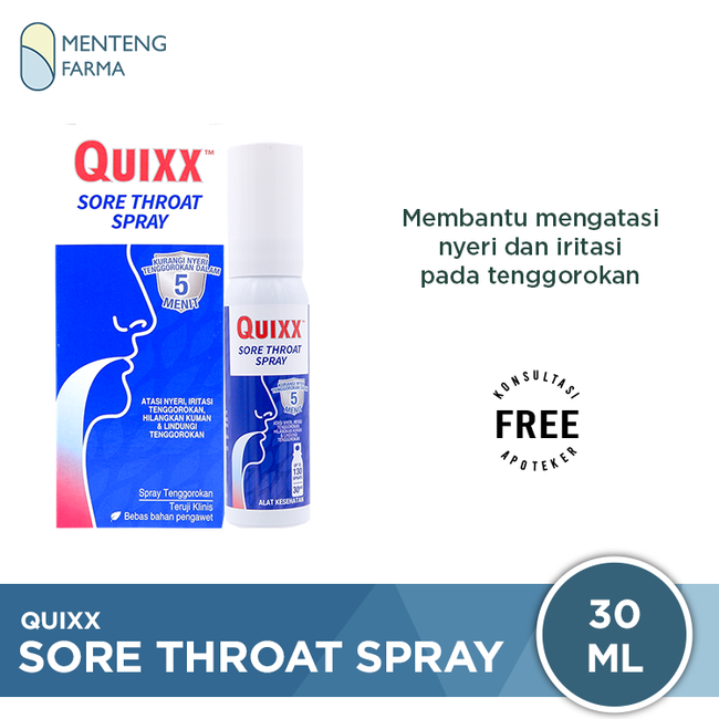 Quixx Sore Throat Spray 30 mL - Obat Semprot Untuk Tenggorokan - Menteng Farma