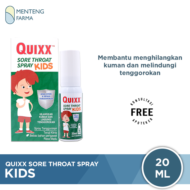 Quixx Sore Throat Spray Kids 20 mL - Obat Nyeri Tenggorokan Anak - Menteng Farma