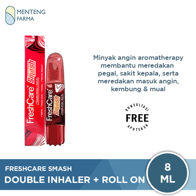 Freshcare Smash Double Inhaler + Roll On - Minyak Angin Aromatherapy - Menteng Farma