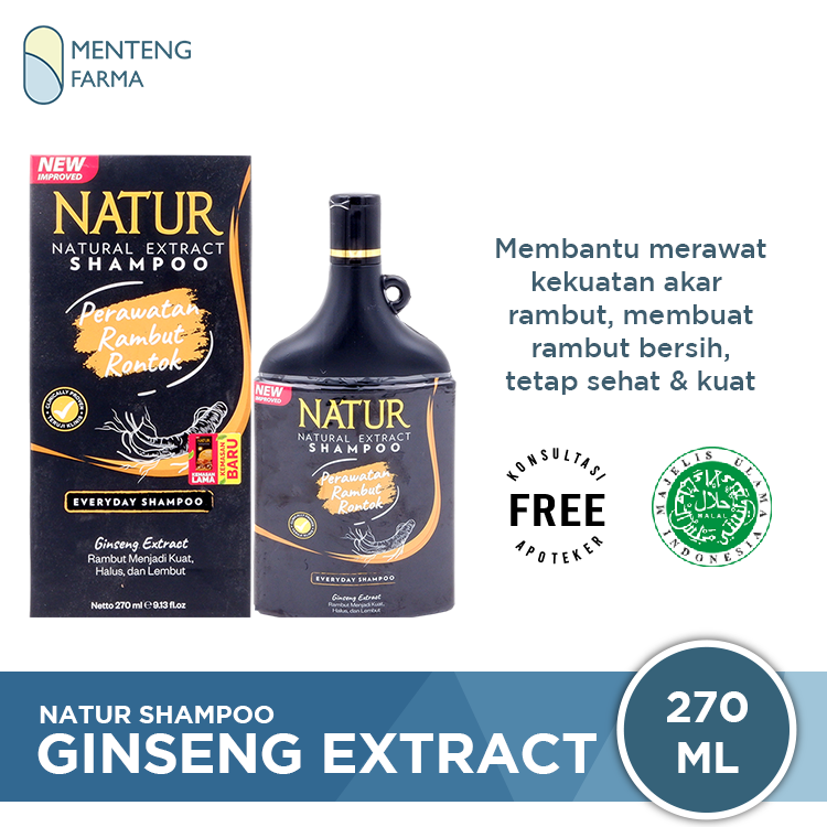 Natur Shampoo Gingseng Extract 270 ML - Perawatan Rambut Rontok - Menteng Farma