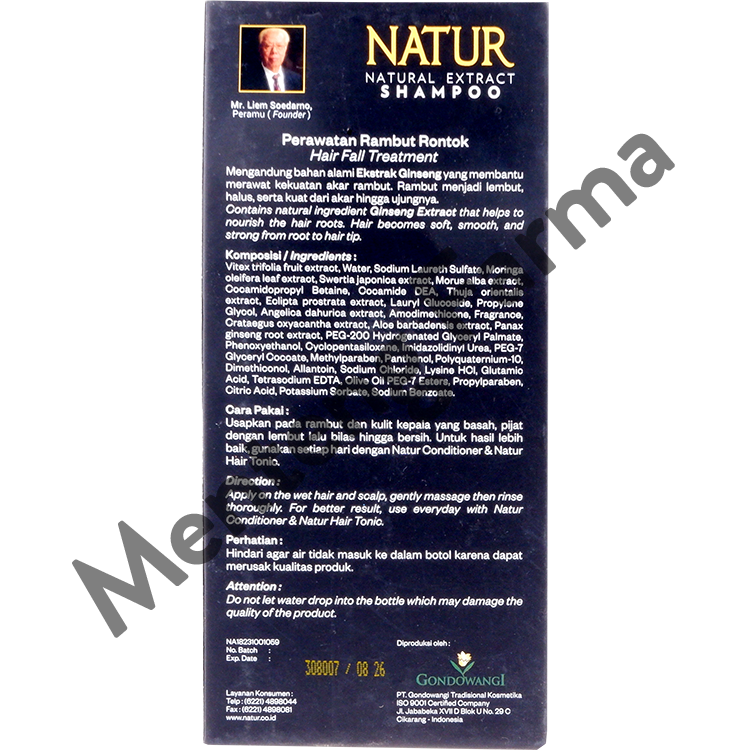 Natur Shampoo Gingseng Extract 270 ML - Perawatan Rambut Rontok - Menteng Farma