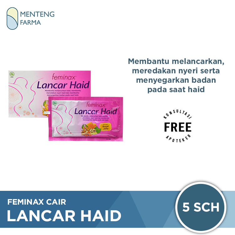 Feminax Cair Lancar Haid 5 Sachet - Meredakan Nyeri Haid - Menteng Farma