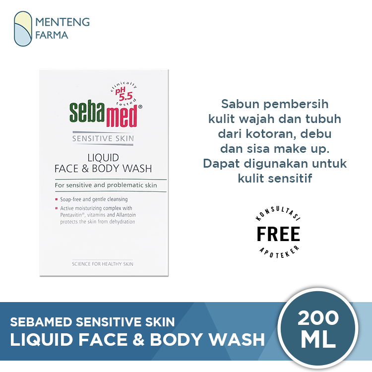 Sebamed Liquid Face and Body Wash 200 ML - Sabun Kulit Sensitif - Menteng Farma