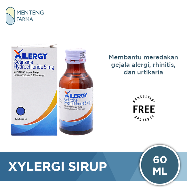 Xilergy Sirup 60 mL - Obat Alergi Biduran dan Pilek - Menteng Farma