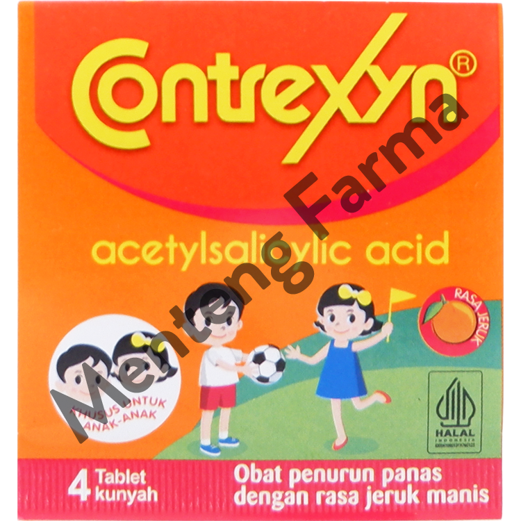 Contrexyn 4 Tablet Kunyah - Obat Penurun Panas Rasa Jeruk - Menteng Farma