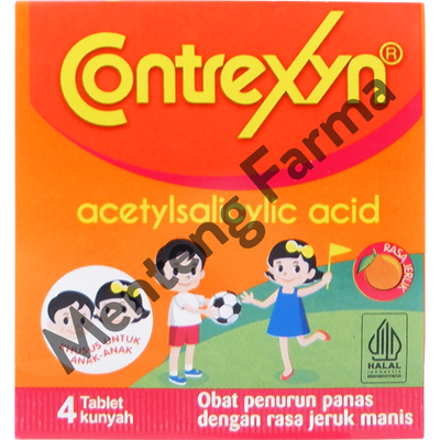 Contrexyn 4 Tablet Kunyah - Obat Penurun Panas Rasa Jeruk - Menteng Farma