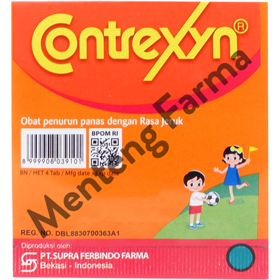 Contrexyn 4 Tablet Kunyah - Obat Penurun Panas Rasa Jeruk - Menteng Farma