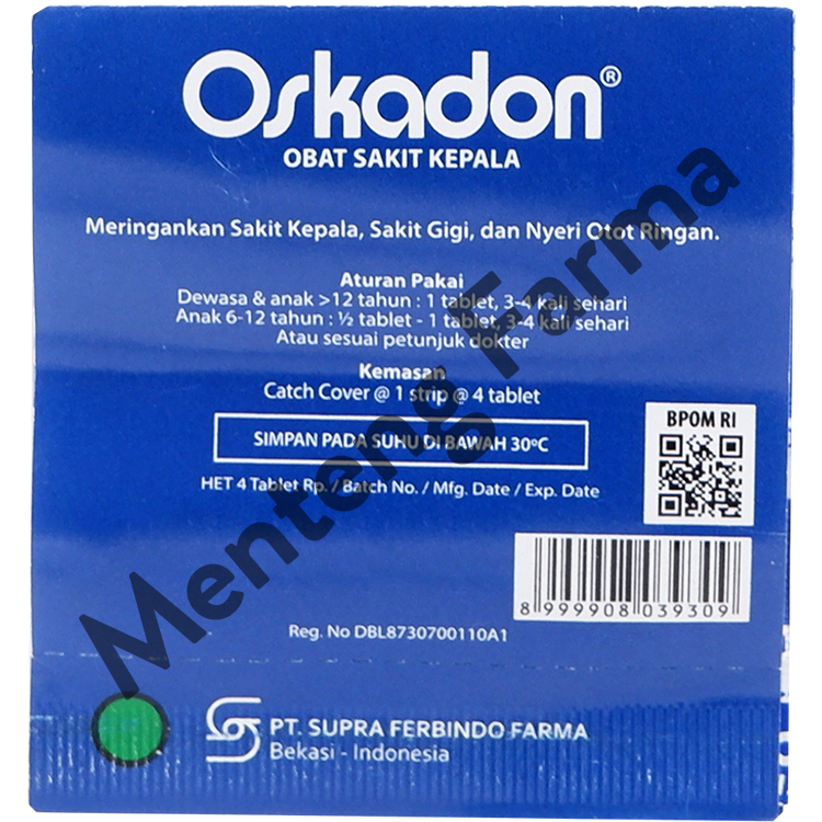 Oskadon 4 Tablet - Obat Pereda Sakit Kepala Sakit Gigi dan Nyeri Otot - Menteng Farma