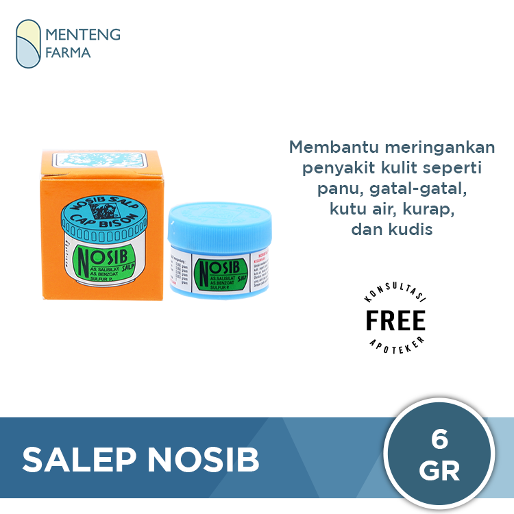 Salep Kulit Nosib 6 Gram - Salep Gatal Kulit Panu Kutu Air Kurap Kudis - Menteng Farma