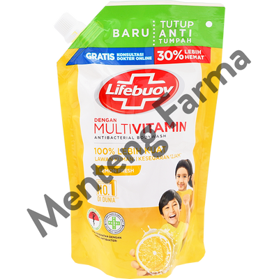 Lifebuoy Sabun Mandi Cair Refill Lemon Fresh 400 ML - Sabun Antibakteri ActivSilver dan Lemon - Menteng Farma