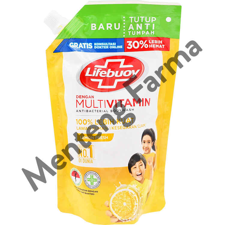 Lifebuoy Sabun Mandi Cair Refill Lemon Fresh 400 ML - Sabun Antibakteri ActivSilver dan Lemon - Menteng Farma