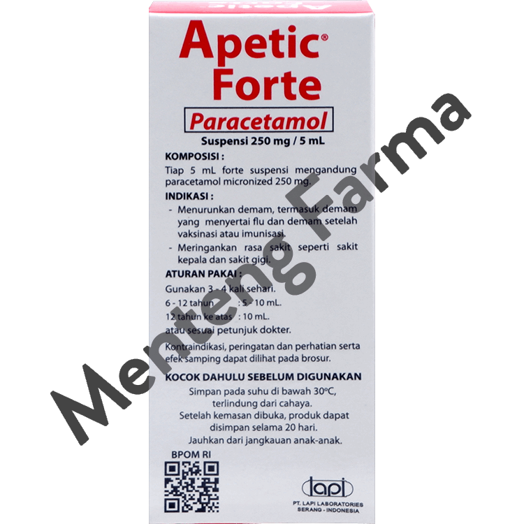 Apetic Forte Suspensi 60 mL - Obat Demam dan Nyeri Anak Rasa Strawberry