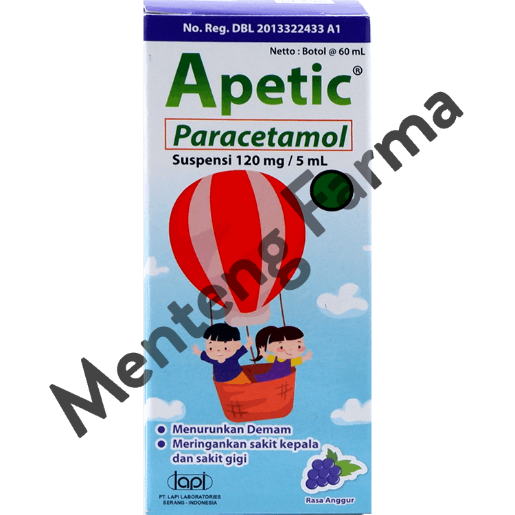 Apetic Suspensi 60 mL - Obat Demam dan Nyeri Anak Rasa Anggur