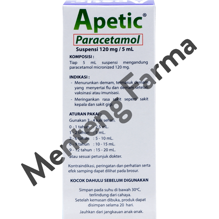 Apetic Suspensi 60 mL - Obat Demam dan Nyeri Anak Rasa Anggur