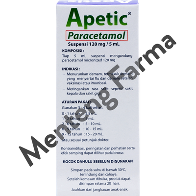 Apetic Suspensi 60 mL - Obat Demam dan Nyeri Anak Rasa Anggur