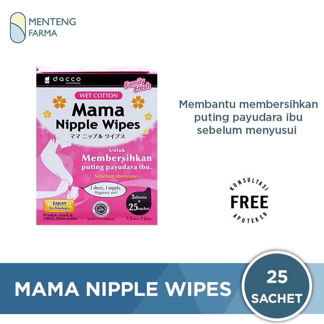 Dacco Mama Nipple Wipes Isi 25 Sachet - Pembersih Payudara Sebelum Menyusui - Menteng Farma