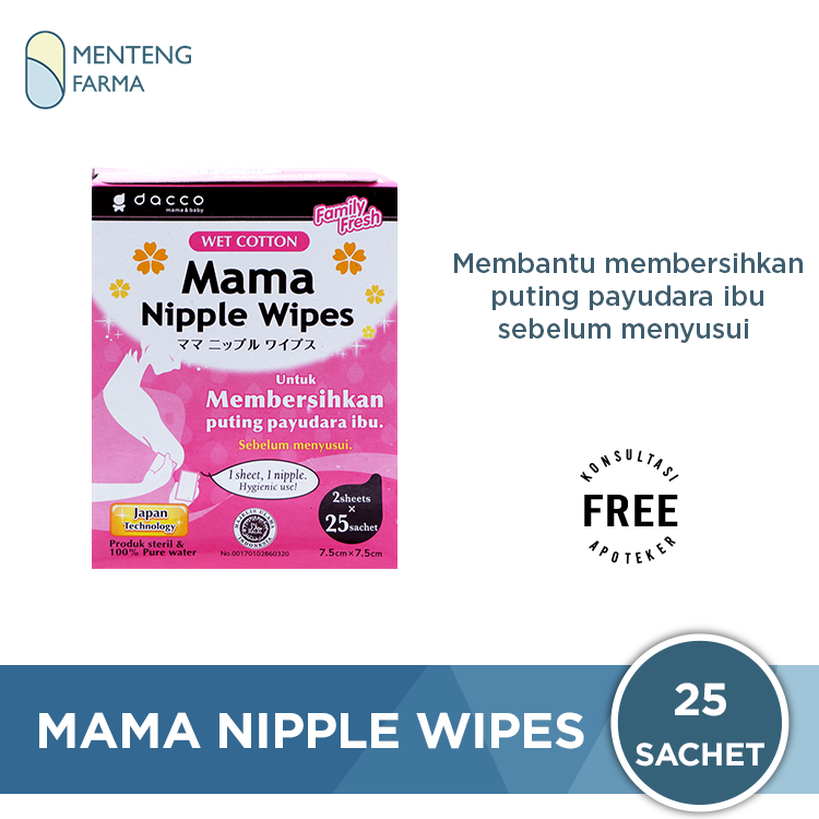 Dacco Mama Nipple Wipes Isi 25 Sachet - Pembersih Payudara Sebelum Menyusui - Menteng Farma