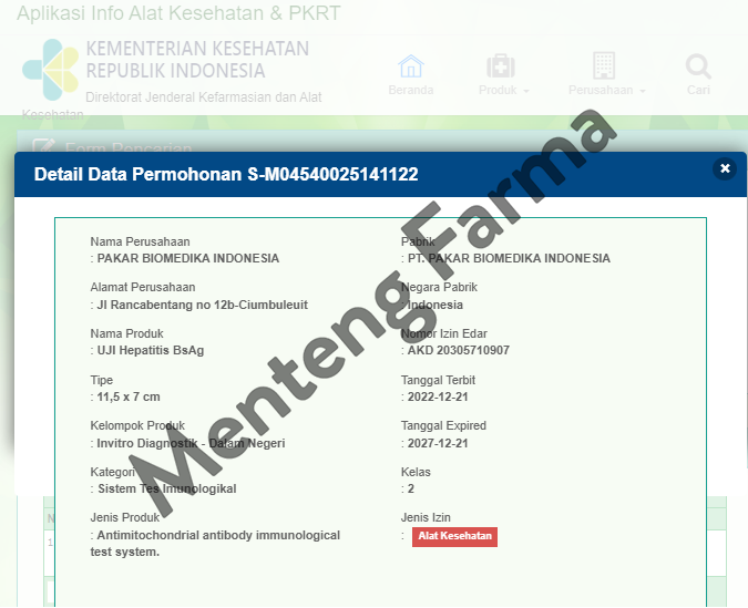 Alat Test Uji HBsAg 1 Pcs - Alat Uji Hepatitis Akurat - Menteng Farma