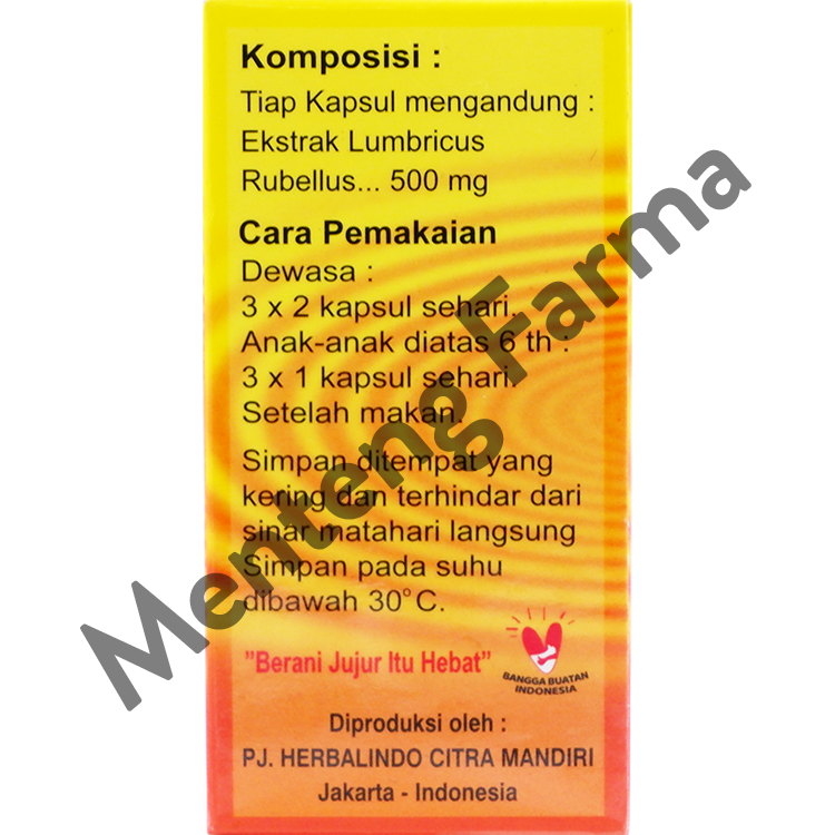 Fermino (Kapsul Ekstrak Cacing Tanah) 30 Kapsul - Obat Herbal Demam Tipes - Menteng Farma