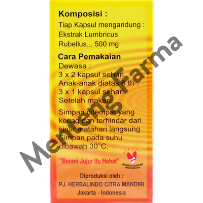 Fermino (Kapsul Ekstrak Cacing Tanah) 30 Kapsul - Obat Herbal Demam Tipes - Menteng Farma