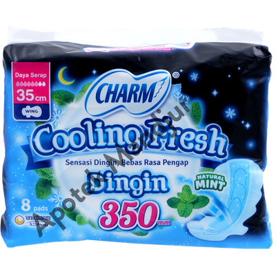 Charm Pembalut Cooling Fresh Night 35 cm 8 Pads - Pembalut Cooling Fresh 35 cm - Menteng Farma