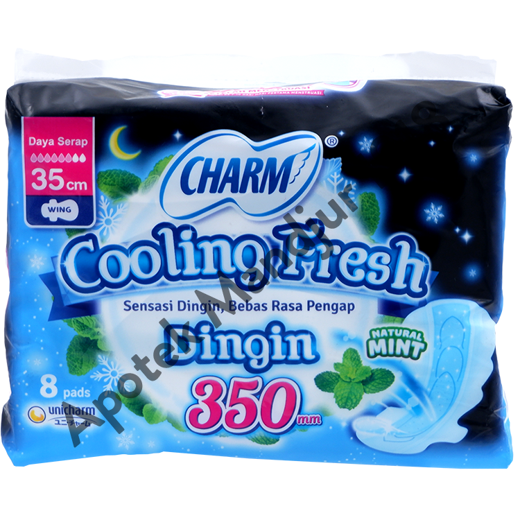 Charm Pembalut Cooling Fresh Night 35 cm 8 Pads - Pembalut Cooling Fresh 35 cm - Menteng Farma