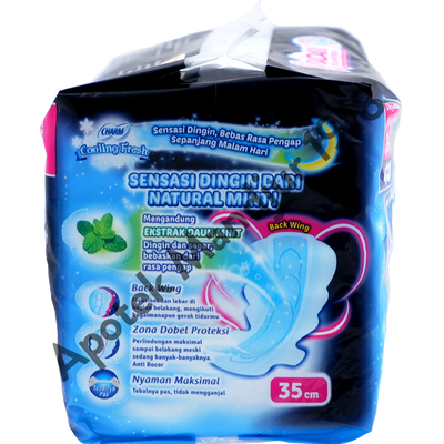 Charm Pembalut Cooling Fresh Night 35 cm 8 Pads - Pembalut Cooling Fresh 35 cm - Menteng Farma