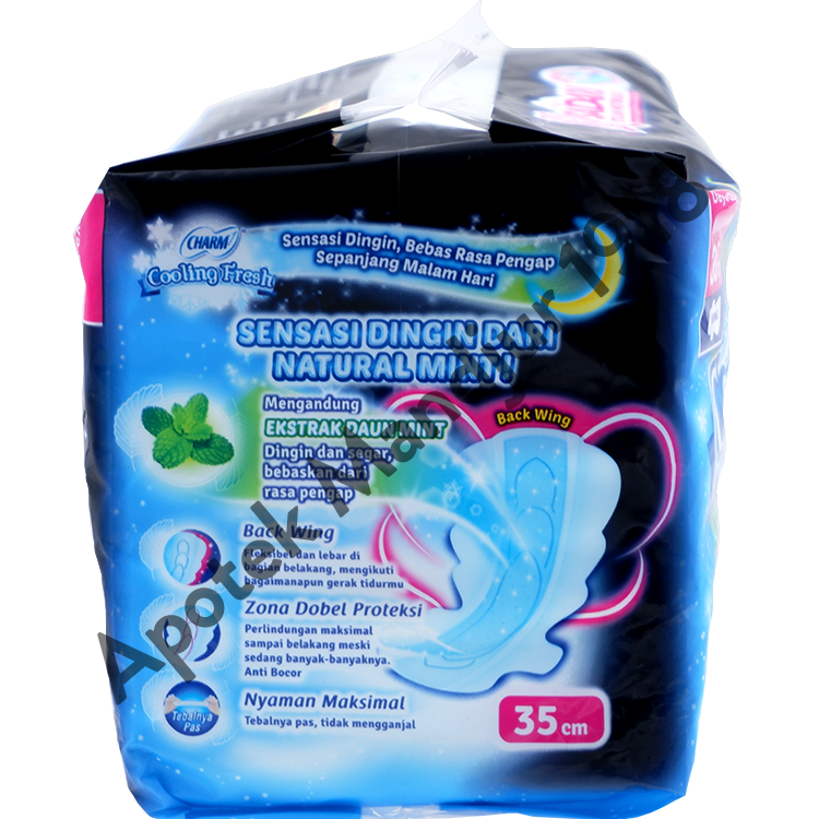 Charm Pembalut Cooling Fresh Night 35 cm 8 Pads - Pembalut Cooling Fresh 35 cm - Menteng Farma