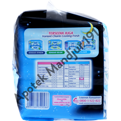 Charm Pembalut Cooling Fresh Night 35 cm 8 Pads - Pembalut Cooling Fresh 35 cm - Menteng Farma