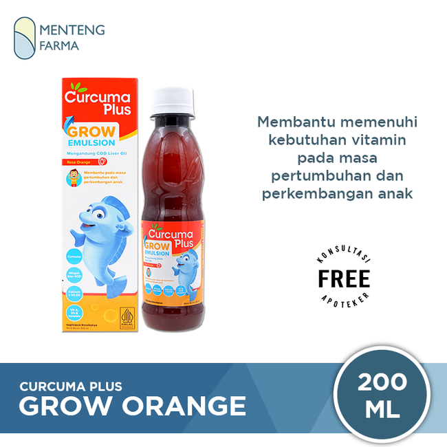 Curcuma Plus Grow Emulsion Rasa Jeruk 200 mL - Suplemen Kesehatan Anak - Menteng Farma