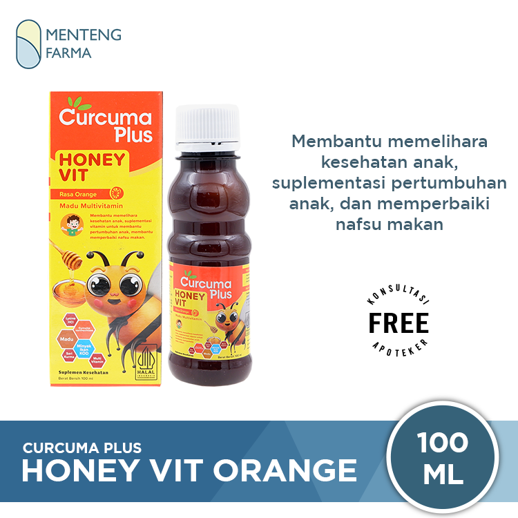 Curcuma Plus Honey Vit Jeruk 100 mL - Madu Multivitamin Anak - Menteng Farma