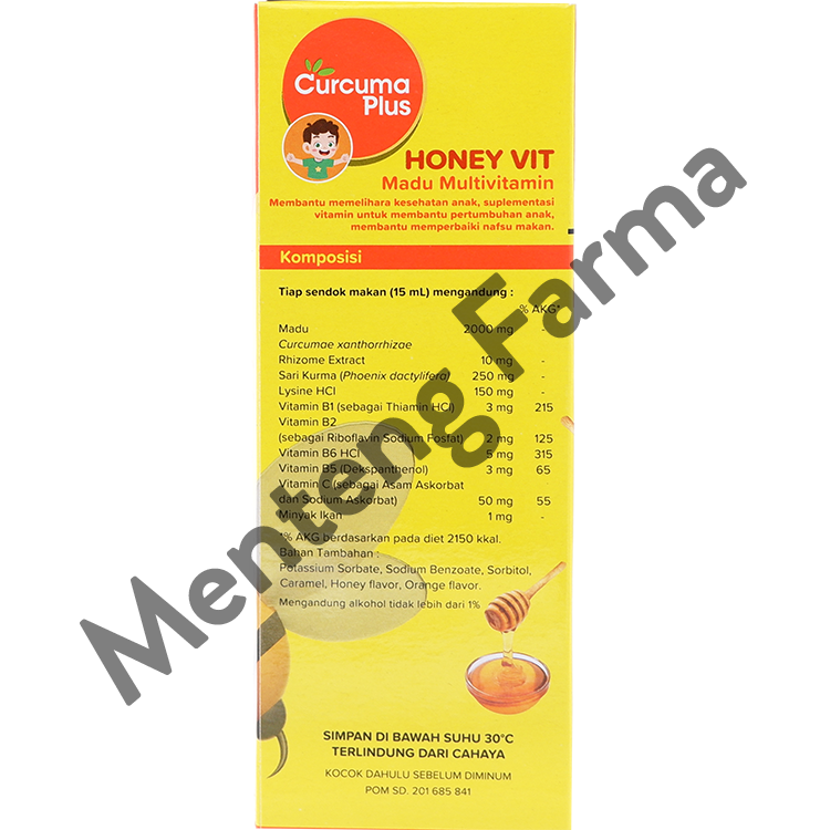 Curcuma Plus Honey Vit Jeruk 100 mL - Madu Multivitamin Anak - Menteng Farma