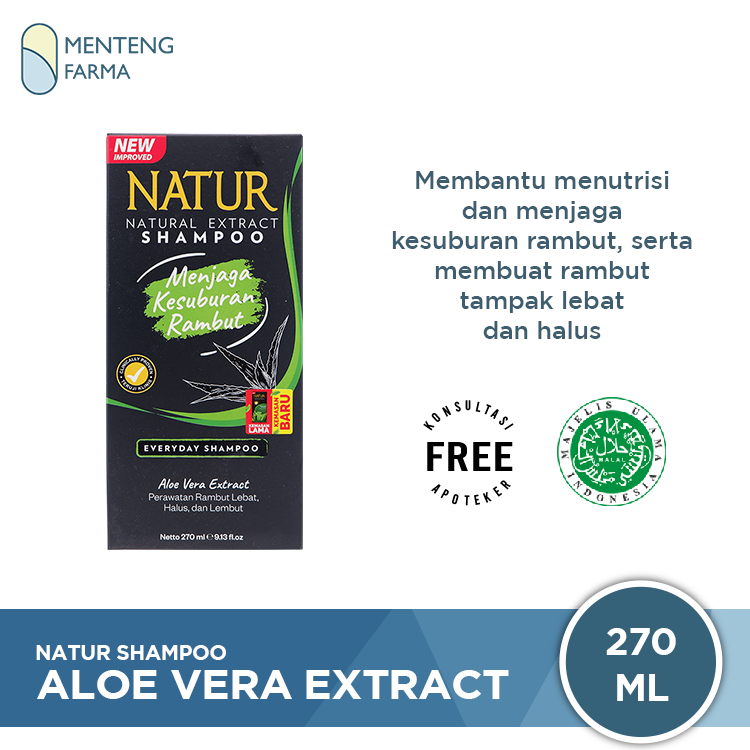 Natur Shampoo Aloe Vera Extract 270 ML - Perawatan Kesuburan Rambut - Menteng Farma