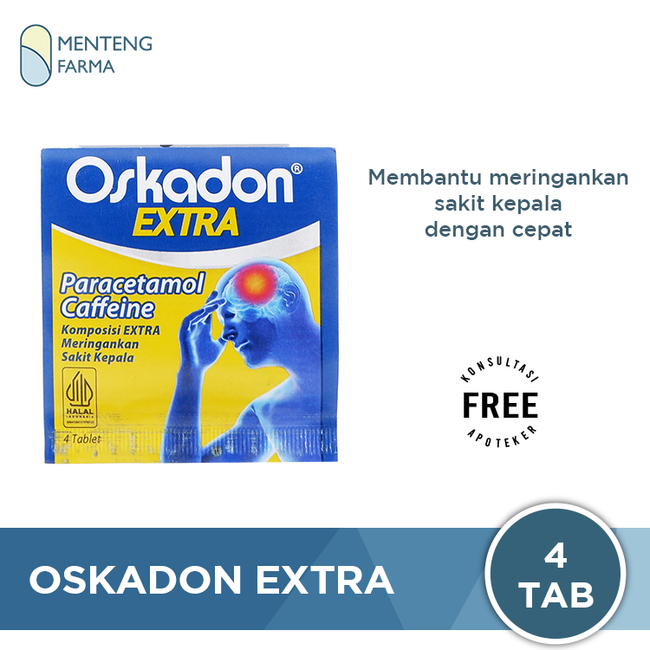 Oskadon Extra 4 Tablet - Obat Pereda Sakit Kepala Sakit Gigi dan Nyeri Otot - Menteng Farma