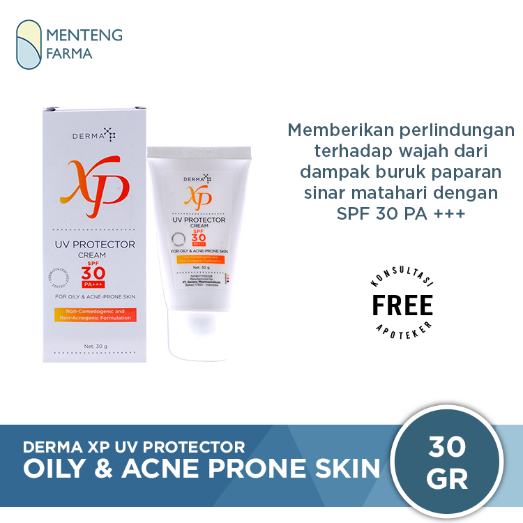 Derma XP UV Protector Cream SPF 30 - Sunscreen For Oily and Acne Skin - Menteng Farma