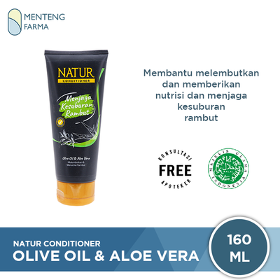 Natur Hair Conditioner Olive Oil And Aloe Vera 160 ML - Perawatan Kesuburan dan Menutrisi Rambut - Menteng Farma