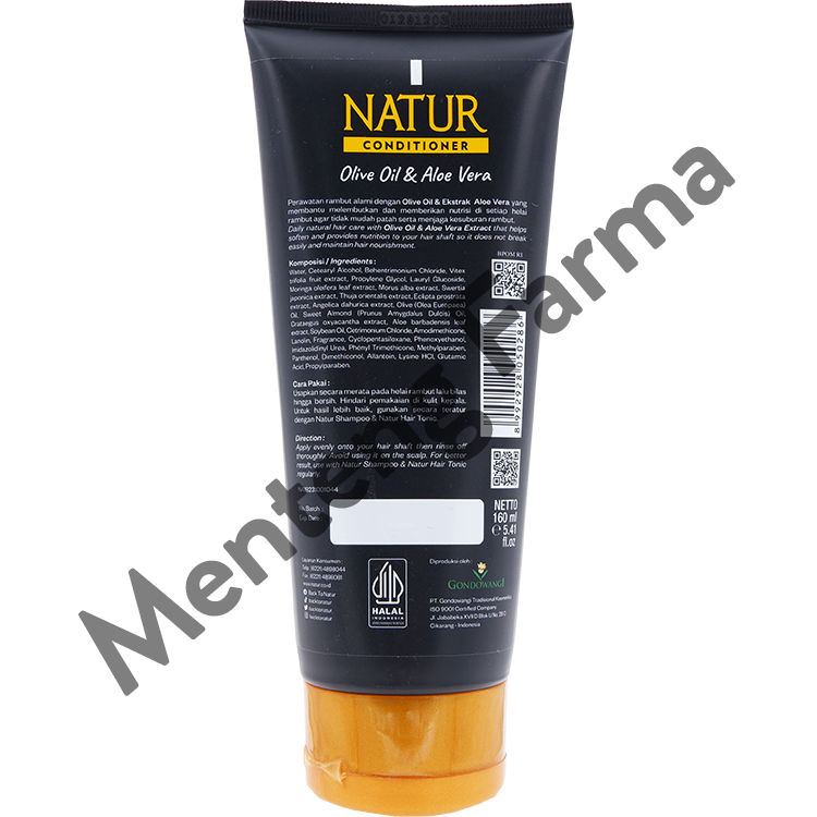 Natur Hair Conditioner Olive Oil And Aloe Vera 160 ML - Perawatan Kesuburan dan Menutrisi Rambut - Menteng Farma