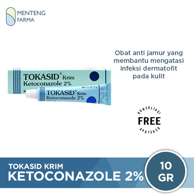 Tokasid 2% Cream 10 g - Obat Gatal Kulit dan Infeksi Jamur - Menteng Farma