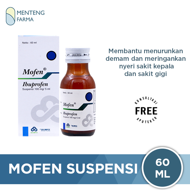 Mofen 100 mg/5 ml Suspensi 60 ml - Sirup Pereda Demam dan Nyeri - Menteng Farma