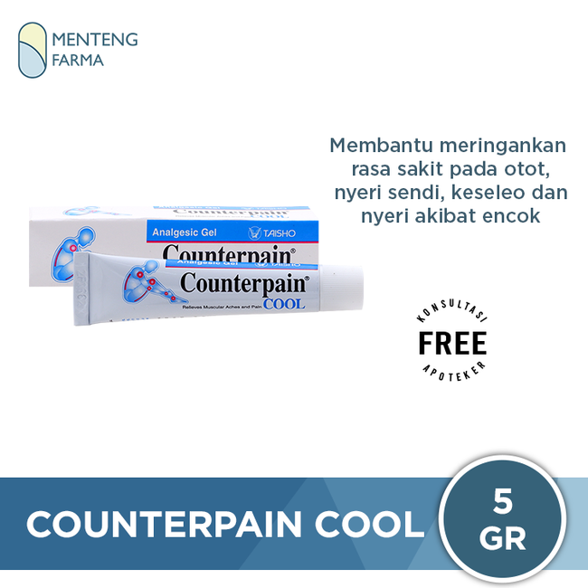 Counterpain Cool 5 gr - Krim Pereda Nyeri Otot, Keseleo dan Encok - Menteng Farma