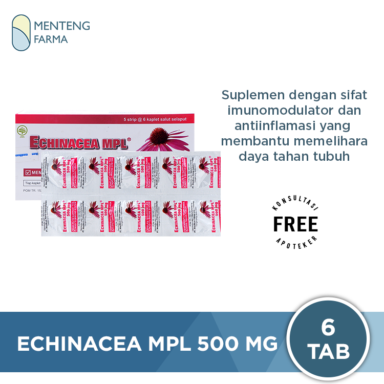 Echinacea Mpl 500 mg 6 Kaplet - Suplemen Daya Tahan Tubuh - Menteng Farma