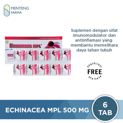 Echinacea Mpl 500 mg 6 Kaplet - Suplemen Daya Tahan Tubuh - Menteng Farma