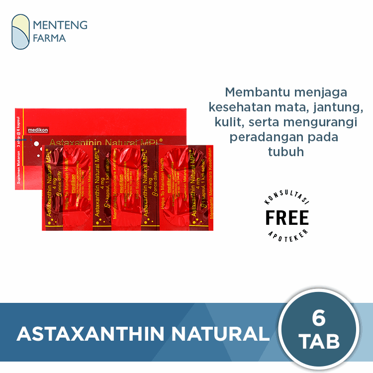 Astaxanthin Natural Mpl 4 mg 6 Kapsul - Suplemen Antioksidan